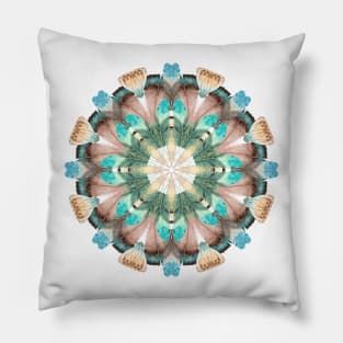 Intricate Feather Kaleidoscope Pattern Pillow