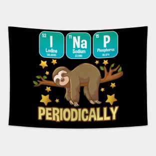 Funny Science Sloth Gift I Nap periodically Periodic Table Tapestry