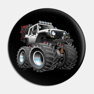 Off road 4x4 white jeeper cartoon Pin