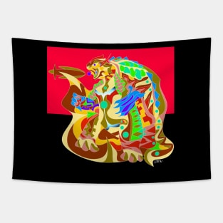 gamera kaiju turtle tortoise in nuclear kaiju ecopop in mexican patterns art Tapestry