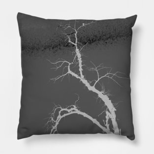 Tree Against Grey Sky at Night Pillow