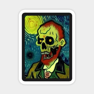 TEAL BACKGROUND ZOMBIE IN VAN GOGH STYLE Magnet