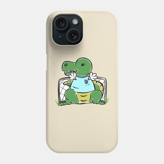 Goalkeeper Football Tyrannosaurus Dinosaur Dino Cartoon Cute Character Phone Case by Squeeb Creative
