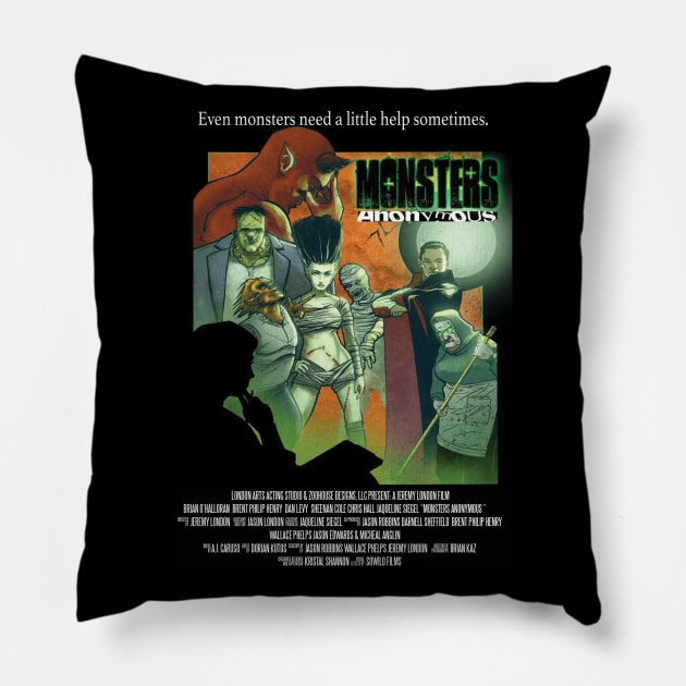 Monsters Anonymous Pillow by NerdCaveRetro