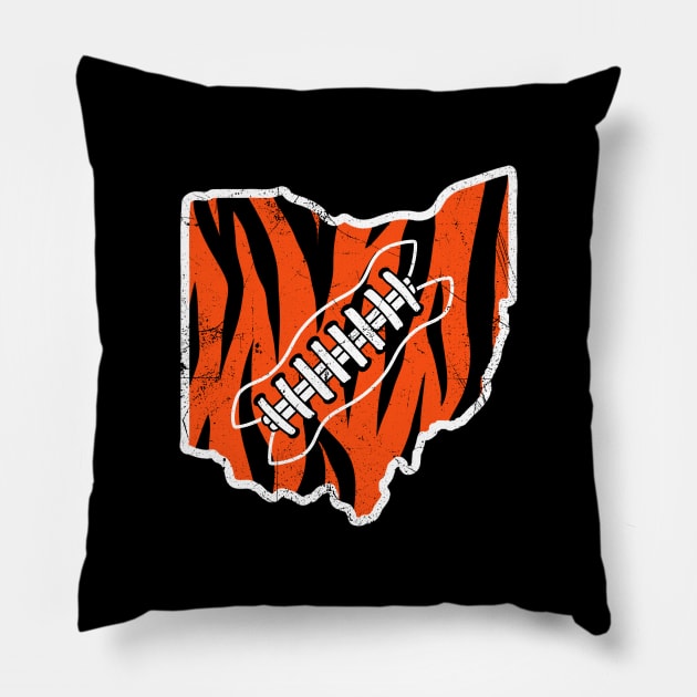 Ohio Football, Retro - Black Pillow by KFig21