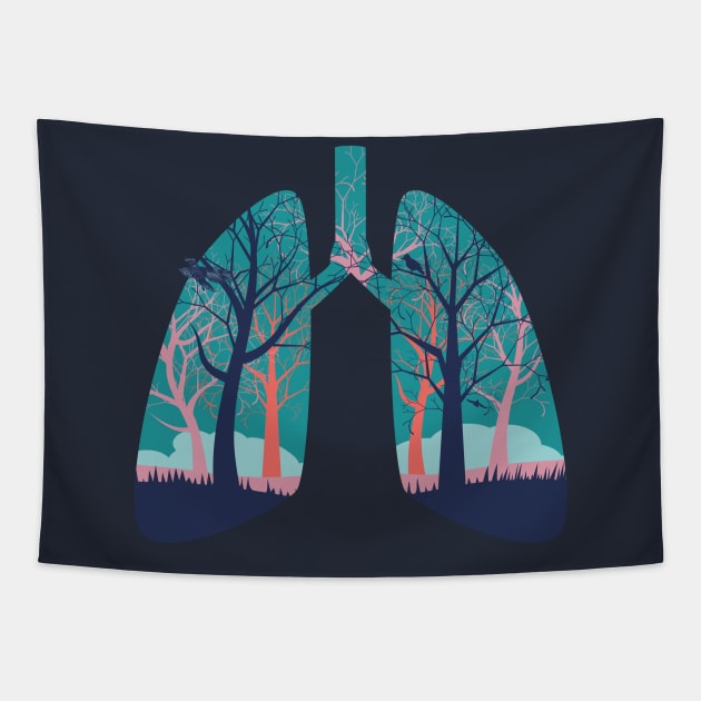 Abstract forest in the lungs Tapestry by AnnArtshock