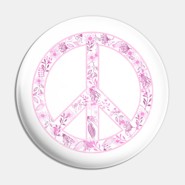 Vintage Girly Flower Peace Sign Pin by theglaze