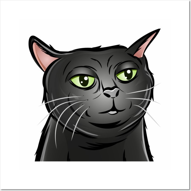 Funny cat illustration, viral meme pixel art icon Stock Vector