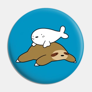 Baby Harp Seal and Sloth Pin