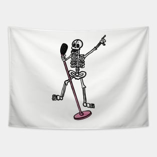 Funny dancing and singing skeleton cute cartoon digital illustration Tapestry