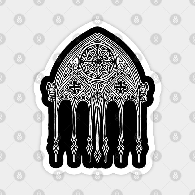 White Gothic Cathedral Window Magnet by NightmareCraftStudio