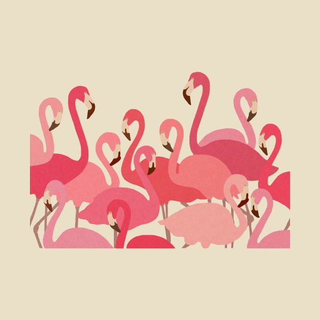 Pink flamingos by JulyPrints