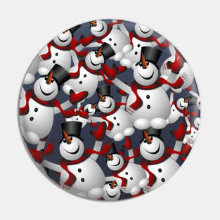 Merry Christmas Snowman With Black Hat Pin