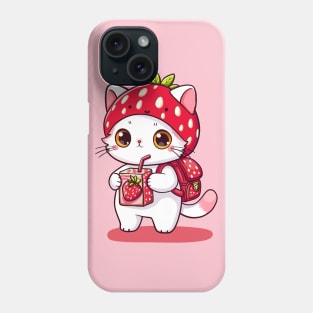 Strawberry Juice Cat Phone Case