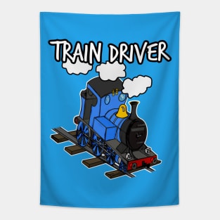 Train Driver Steam Locomotive Rail Enthusiasts (Blue) Tapestry