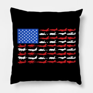 Pilot Airplane American Flag Pillow