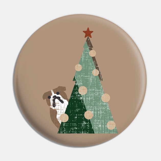 Minimal Christmas English Bulldog Pin by huebucket