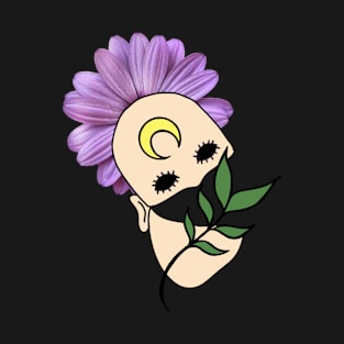 Purple Daisy with a Surreal Creepy Human Face T-Shirt