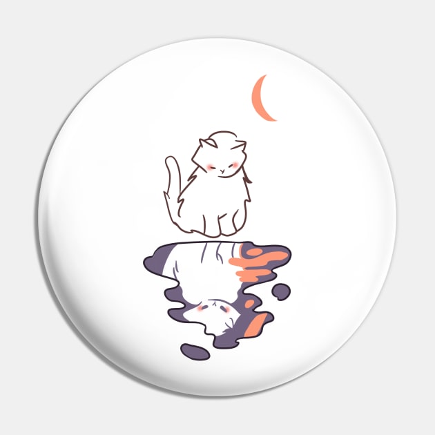 white cat looking down at its own reflection from moonlight Pin by saraholiveira06