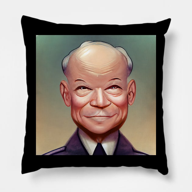 Dwight D. Eisenhower | President of the United States | Cartoon style Pillow by Classical