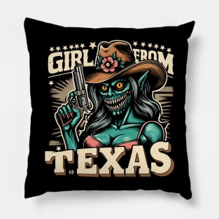 Texas Girl Funny Monster lady Pillow