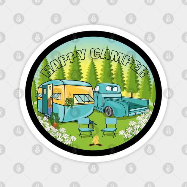 Happy Camper - Camping Magnet by Designoholic