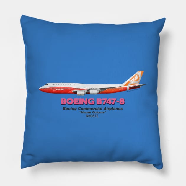 Boeing B747-8 - Boeing "House Colours" Pillow by TheArtofFlying