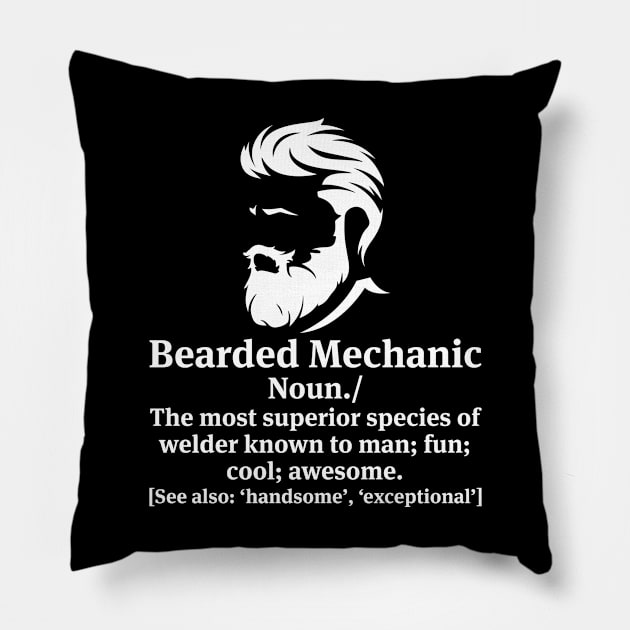 Bearded Mechanic   Mechanic T Shirt Pillow by Murder By Text