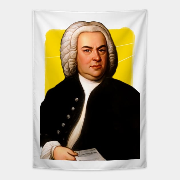 German Composer Johann Sebastian Bach illustration Tapestry by Litstoy 