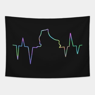 Neon ice skate heartbeat Tapestry