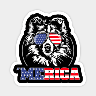 Shetland Sheepdog Sheltie American Flag Merica dog Magnet