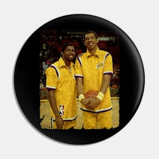 Magic Johnson and Kareem Abdul Jabbar of The Los Angeles Lakers, 1984 Pin