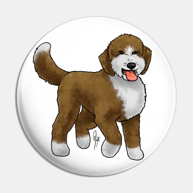 Dog - Sheepadoodle - Brown and White Pin by Jen's Dogs Custom Gifts and Designs