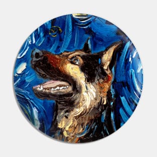 German Shepherd Night (Portrait) Pin