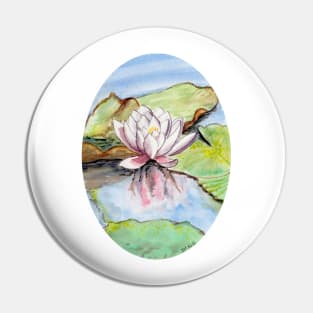 lotus oval watercolor painting Pin