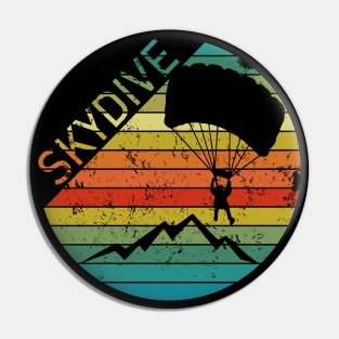 Retro Vintage Skydiver Skydiving Parachuting Skydive Gift Pin