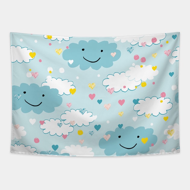 Cute clouds - baby pattern Tapestry by grafart