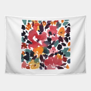 Colorful Abstract Watercolor Flowers 28, Modern Bouquet Illustration Tapestry