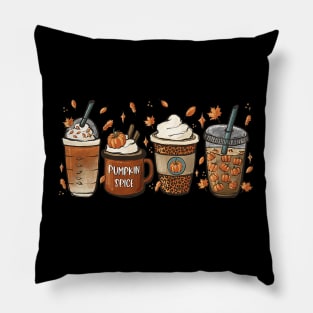 Tis the season fall autumn football pumpkin coffee leaves Pillow