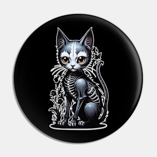 Black Skeleton Cat 3 Pin