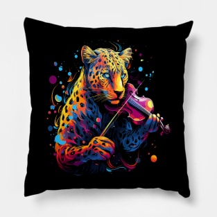 Leopard Playing Violin Pillow
