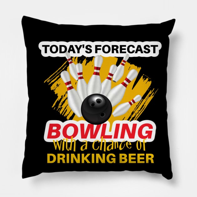 Today's Forecast ~ Bowling With a Chance of Drinking Beer Pillow by Wilcox PhotoArt