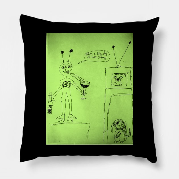 Alien Relaxing Pillow by Groovy Ghoul