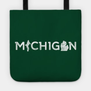 Michigan with Peninsula Shapes - White Tote