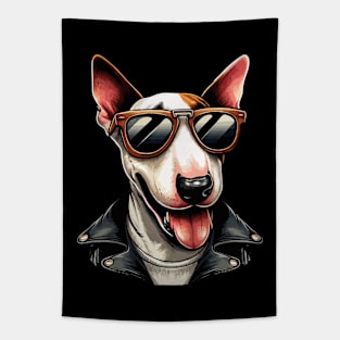 Cool Bull Terrier With Sunglasses Tapestry