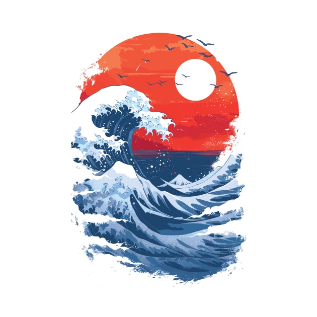 Summer Great Wave off Kanagawa by Hokusai by Sitchko