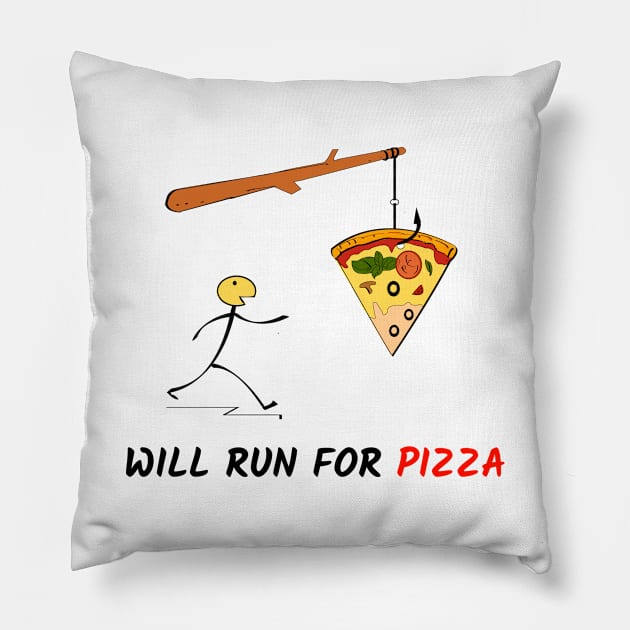 Will run for pizza Pillow by Dogefellas