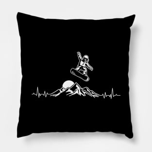 Snowboarder Heartbeat Snowboarding Heart Mountain Pillow