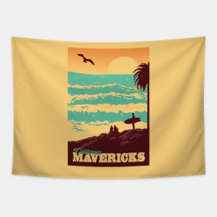 California Mavericks Travel Poster Design. Tapestry