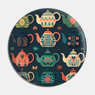 Ornate Teapot Pattern Pin